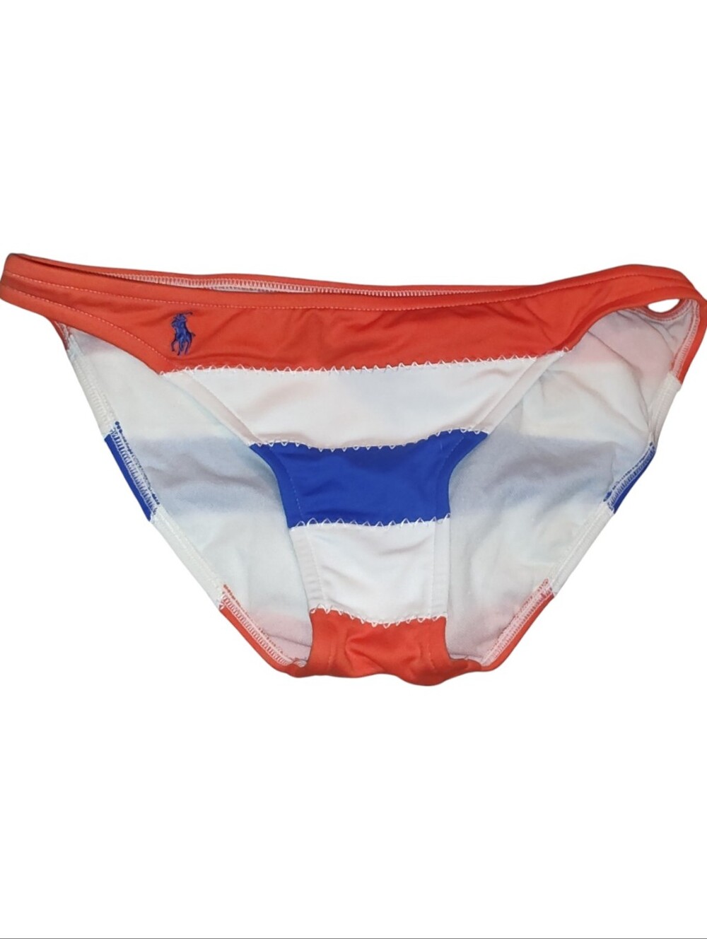 Ralph Lauren Women's Orange/White/ Blue Striped Swim Suit Bikini Bottom Size S